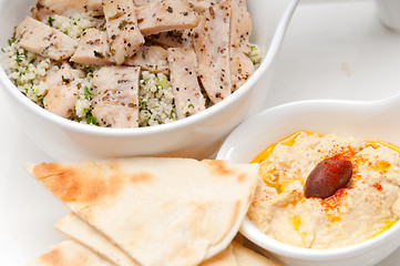 Image showing taboulii couscous with hummus