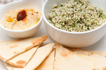 Image showing taboulii couscous with hummus