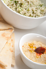 Image showing taboulii couscous with hummus