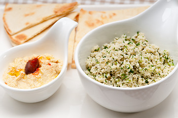 Image showing taboulii couscous with hummus