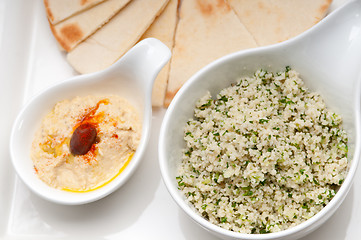 Image showing taboulii couscous with hummus