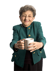 Image showing woman with coffee tea