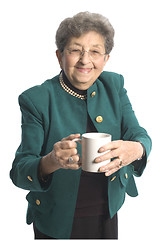 Image showing woman with coffee tea