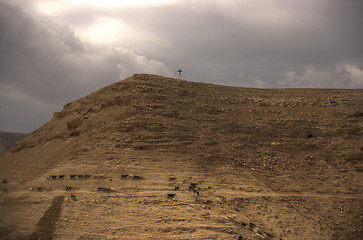 Image showing Cross in judean desert