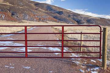 Image showing closed ranch gate
