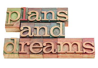 Image showing plans and dreams in wood type