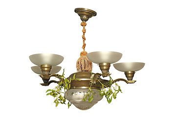 Image showing old chandelier over white