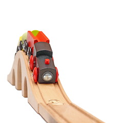 Image showing wooden train on a bridge