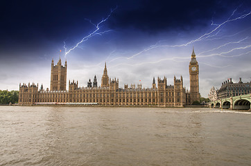 Image showing Houses of Parliament, Westminster Palace with Storm - London got