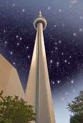 Image showing TORONTO - JUN 29: Sky colors over CN Tower on a summer day, June