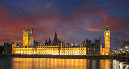 Image showing Big Ben and House of Parliament at River Thames International La