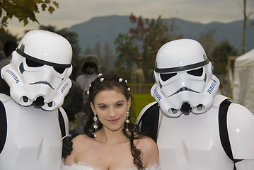 Image showing Two Warriors in White Armour and the Princess