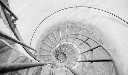 Image showing Upside view into the spiral stairway in France