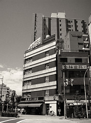 Image showing Architectural detail of Tokyo, Black and White view