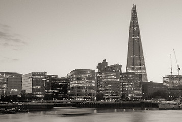 Image showing London Skyline at Dusk with City Hall and Modern Buildings, Rive