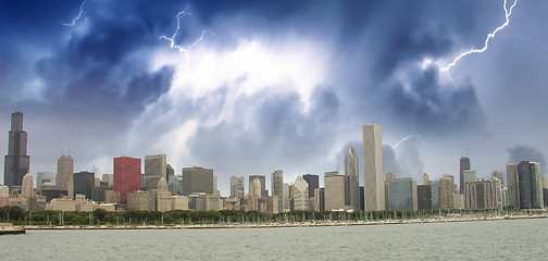 Image showing Chicago Skyline with Skyscrapers