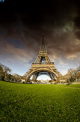 Image showing Bad Weather approaching Eiffel Tower