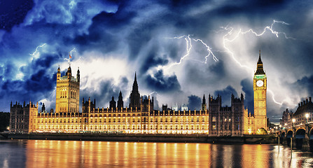 Image showing Storm over Big Ben and House of Parliament - London