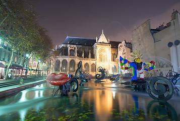 Image showing PARIS, FRANCE - NOV 30: Stravinsky Fountain (1983) is a fountain