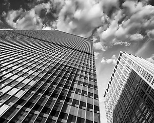 Image showing Modern Skyscrapers with Dramatic Sky