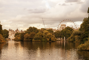 Image showing St. James's Park in Westminster on a cloudy autumn day - London