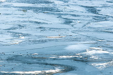 Image showing Frozen ice on a lake at winter