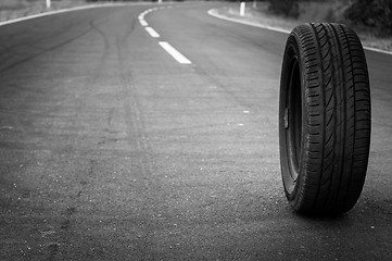 Image showing Car tire on the road