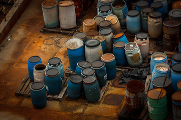 Image showing Chemical waste dump with a lot of barrels