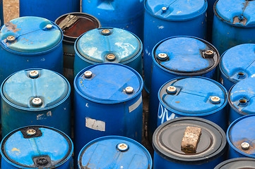 Image showing Chemical waste dump with a lot of barrels