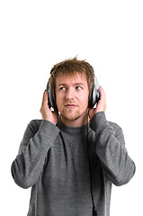 Image showing Young man with headphones