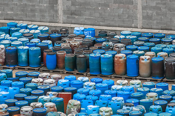 Image showing Chemical waste dump with a lot of barrels