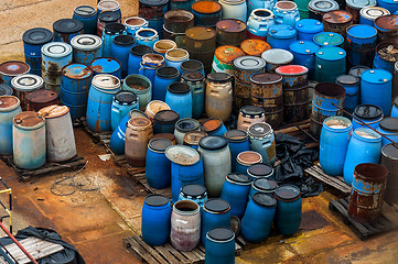 Image showing Chemical waste dump with a lot of barrels