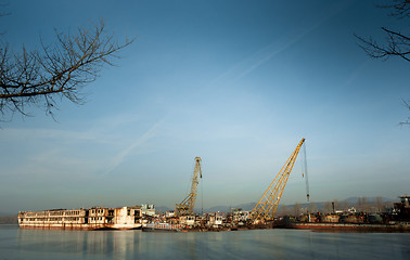 Image showing Photo of an industrial ship at winter