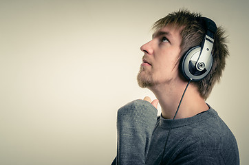 Image showing Young man with headphones