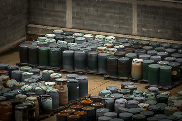 Image showing Chemical waste dump with a lot of barrels