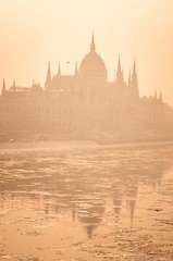 Image showing The hungarian parliament in fog