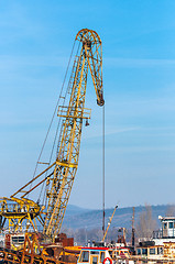 Image showing Industrial crane in the shipyard
