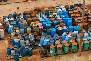 Image showing Chemical waste dump with a lot of barrels