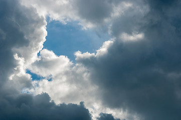 Image showing Deep blue sky with clouds