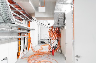 Image showing Room with a lot of cables