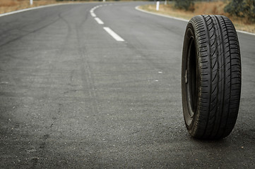 Image showing Car tire on the road