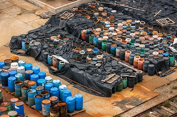 Image showing Chemical waste dump with a lot of barrels