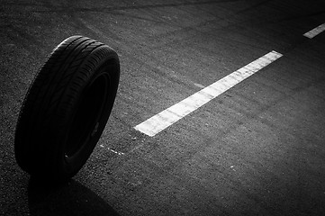 Image showing Car tire on the road