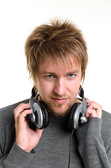 Image showing Young man with headphones