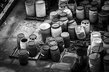 Image showing Chemical waste dump with a lot of barrels