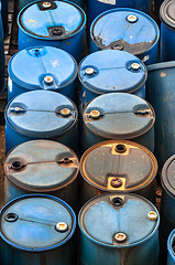 Image showing Chemical waste dump with a lot of barrels