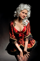 Image showing Young woman in baroque custome