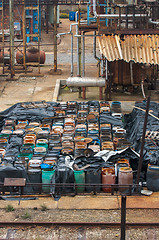 Image showing Chemical waste dump with a lot of barrels