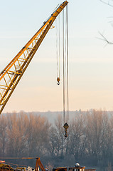 Image showing Industrial crane in the shipyard