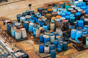 Image showing Chemical waste dump with a lot of barrels